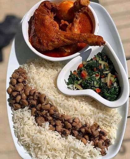 Rice and Beans with Stew Chicken