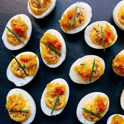 Codfish deviled eggs