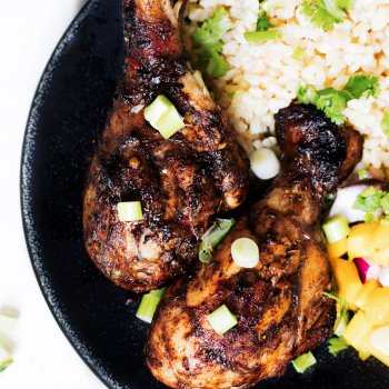 Jerk chicken with rice & peas