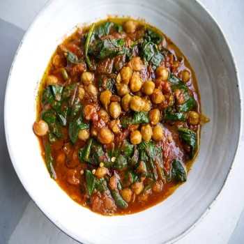 Chickpea, chorizo & spinach stew